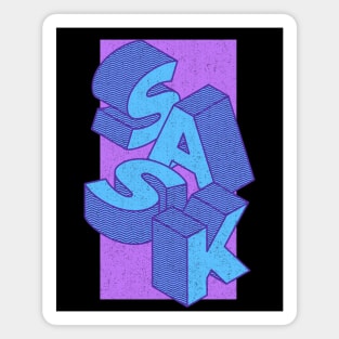 Cubist Sask A Vision in Blue and Purple Magnet